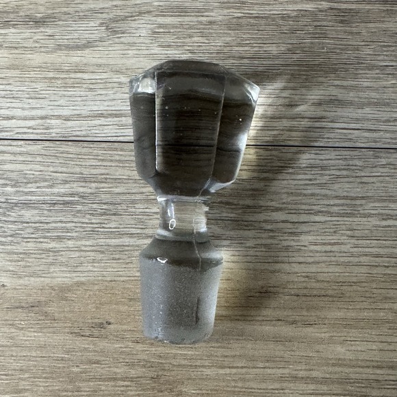 Vintage Clear Glass Decanter Jug Ewer Hand Painted Floral Enamel Stopper MCM - Picture 10 of 10